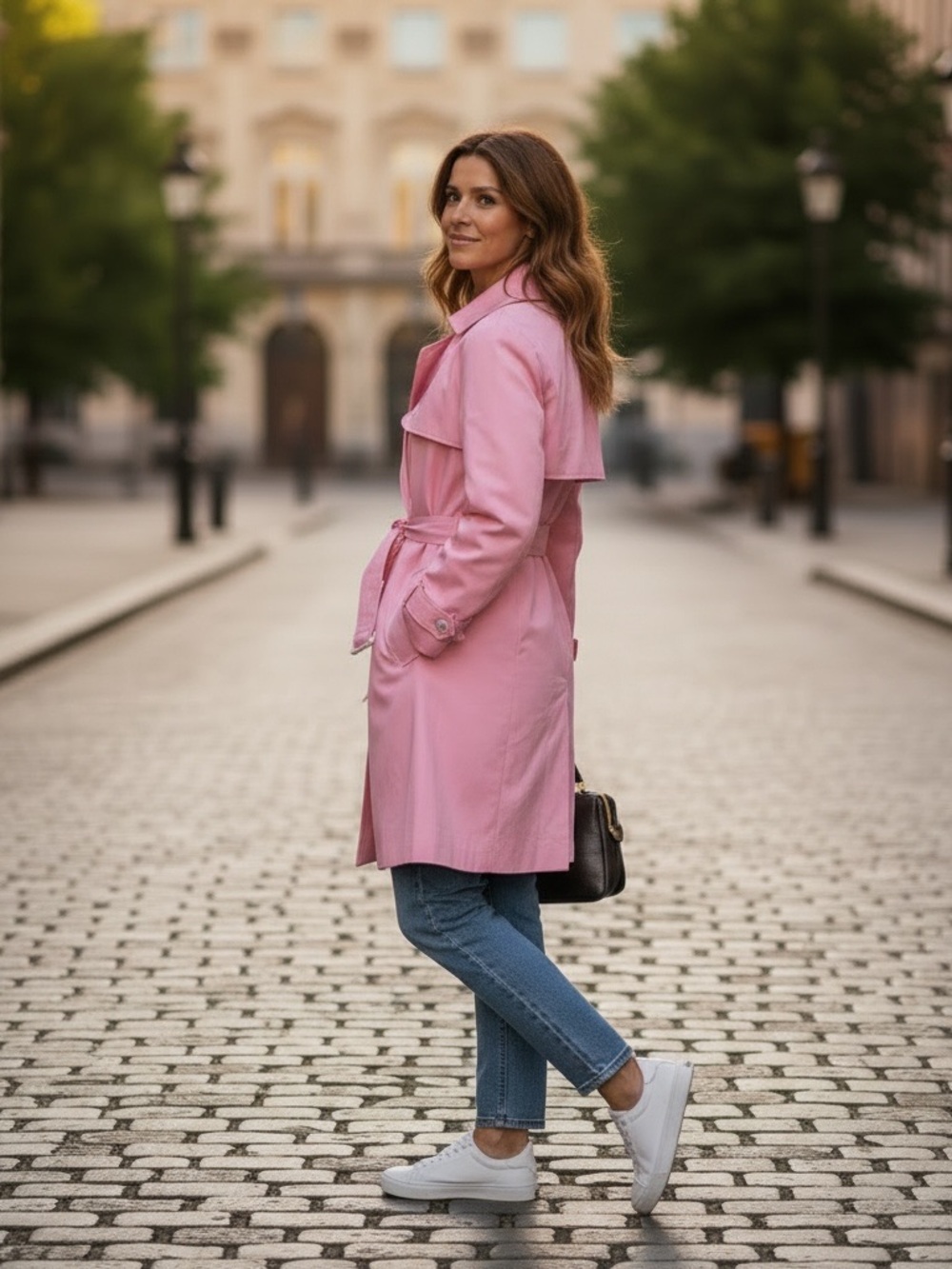 LAUREN RALPH LAUREN Vintage Nylon Jacket Pink Double Breasted Belt Trench Coat - Picture 3 of 11